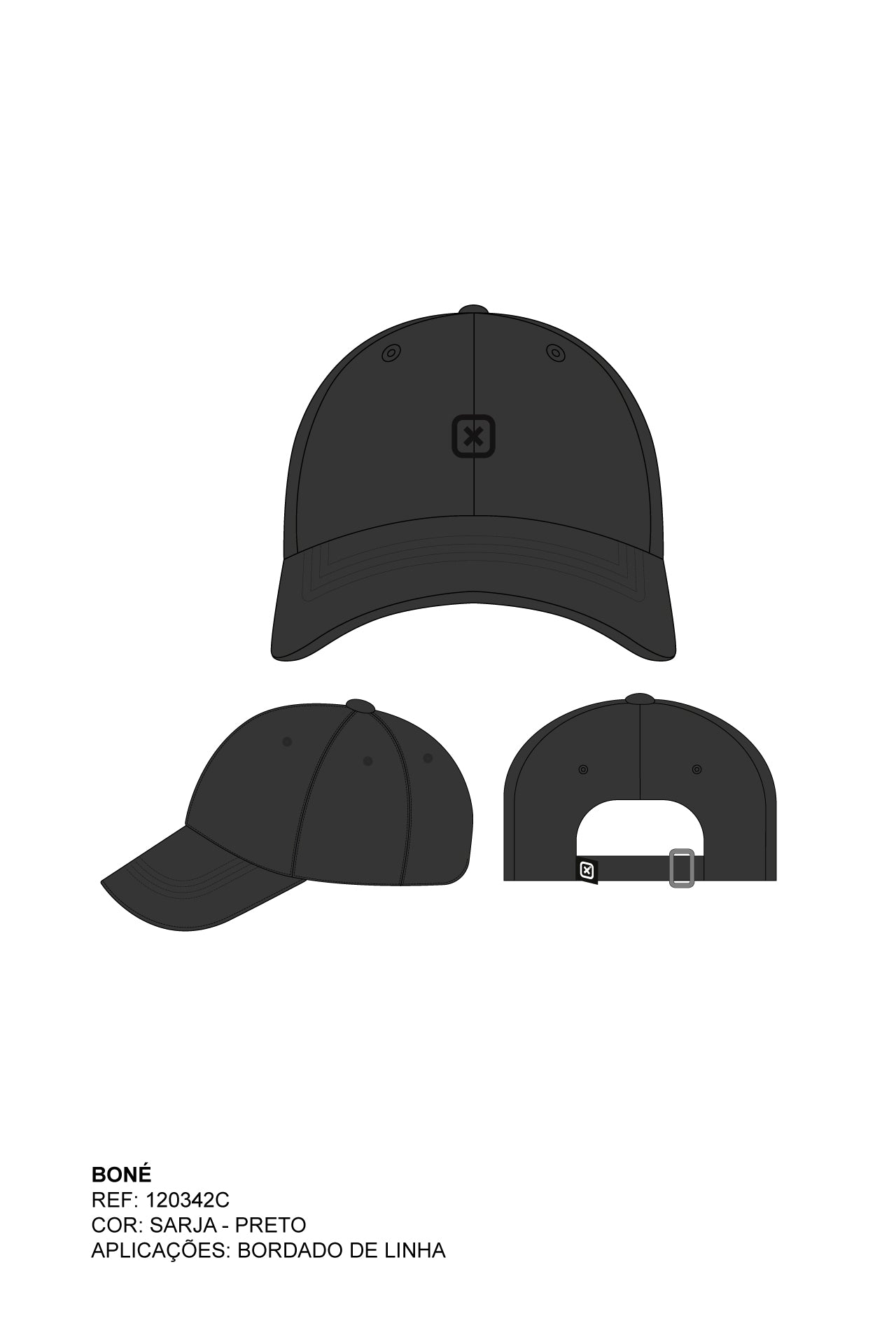 BONE HIG STRAP SARJA BORDADO 120342C