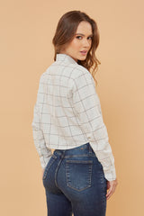 Camisa Cropped Manga Longa Bordada | 12254L