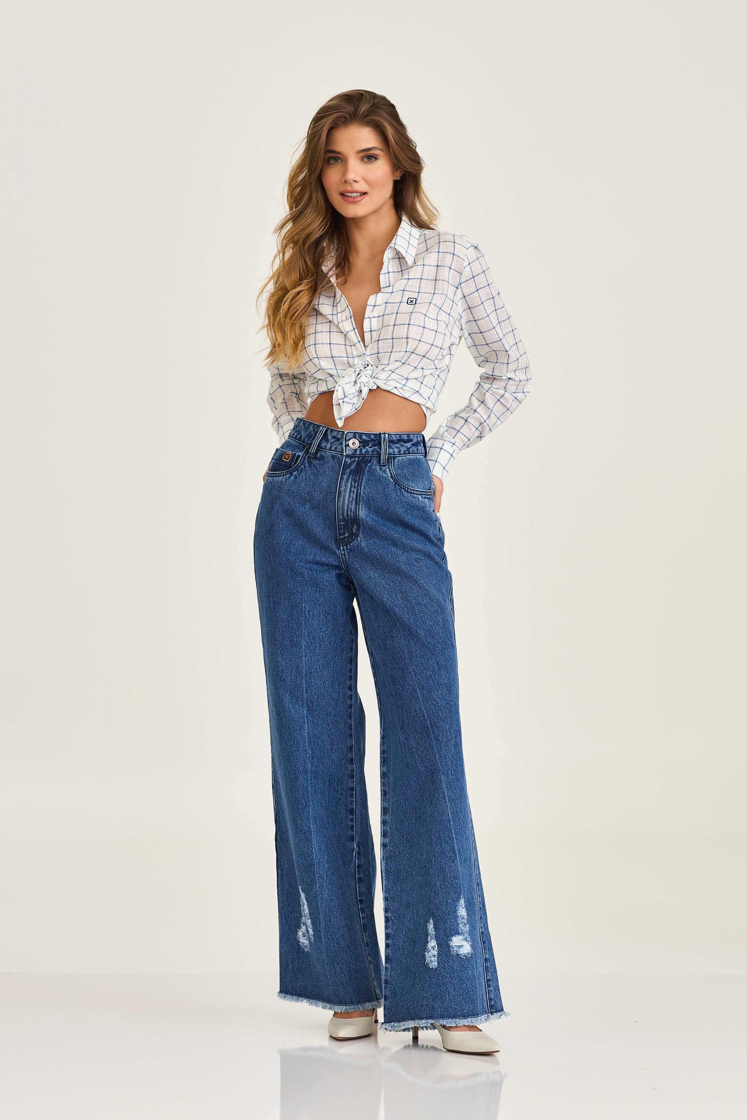 CAMISA SLIM SARJA BORDADA 12276L