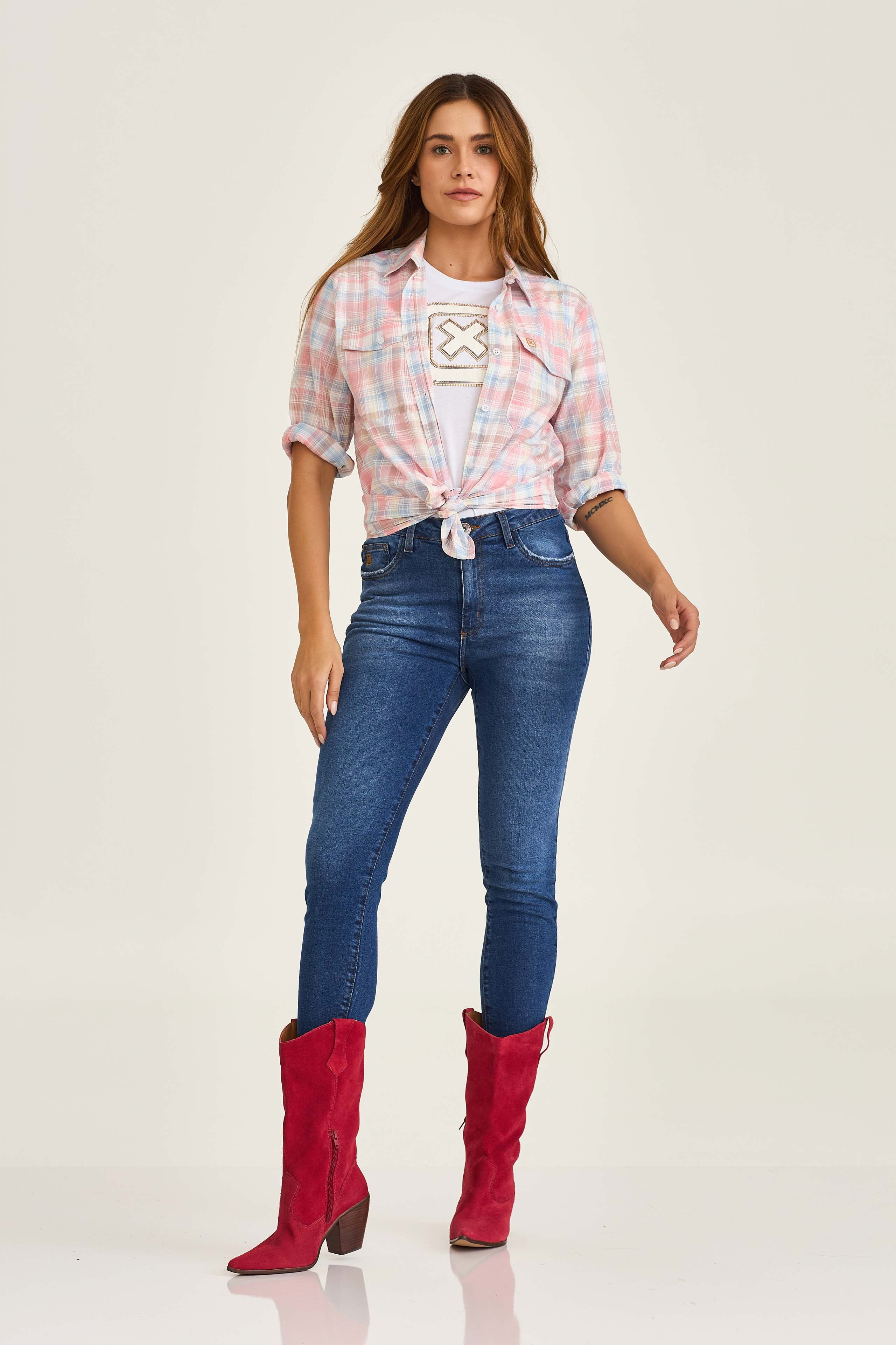 CAMISA OVERSIZED SARJA BORDADA 12281L