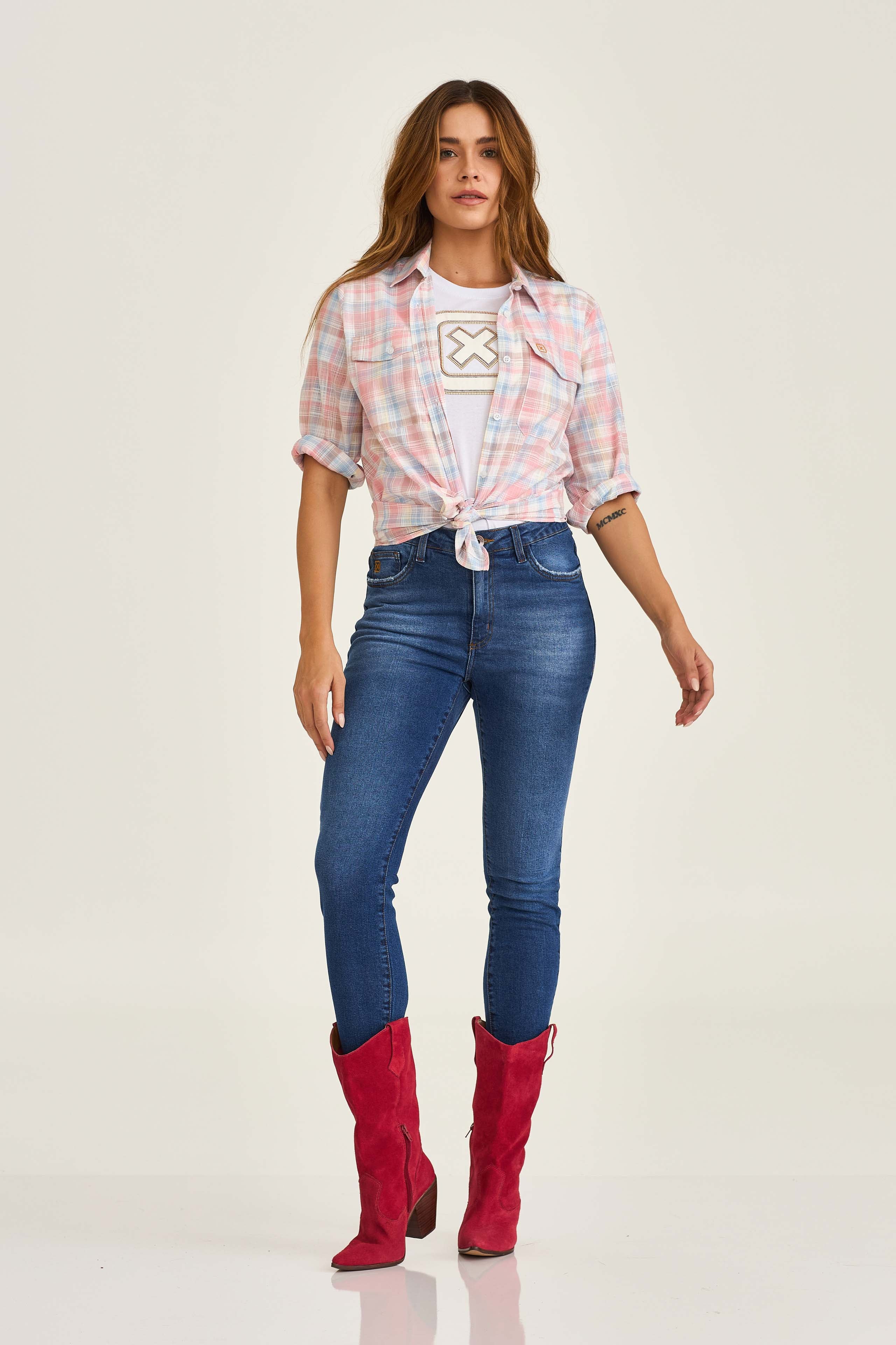 CAMISA OVERSIZED SARJA BORDADA 12281L