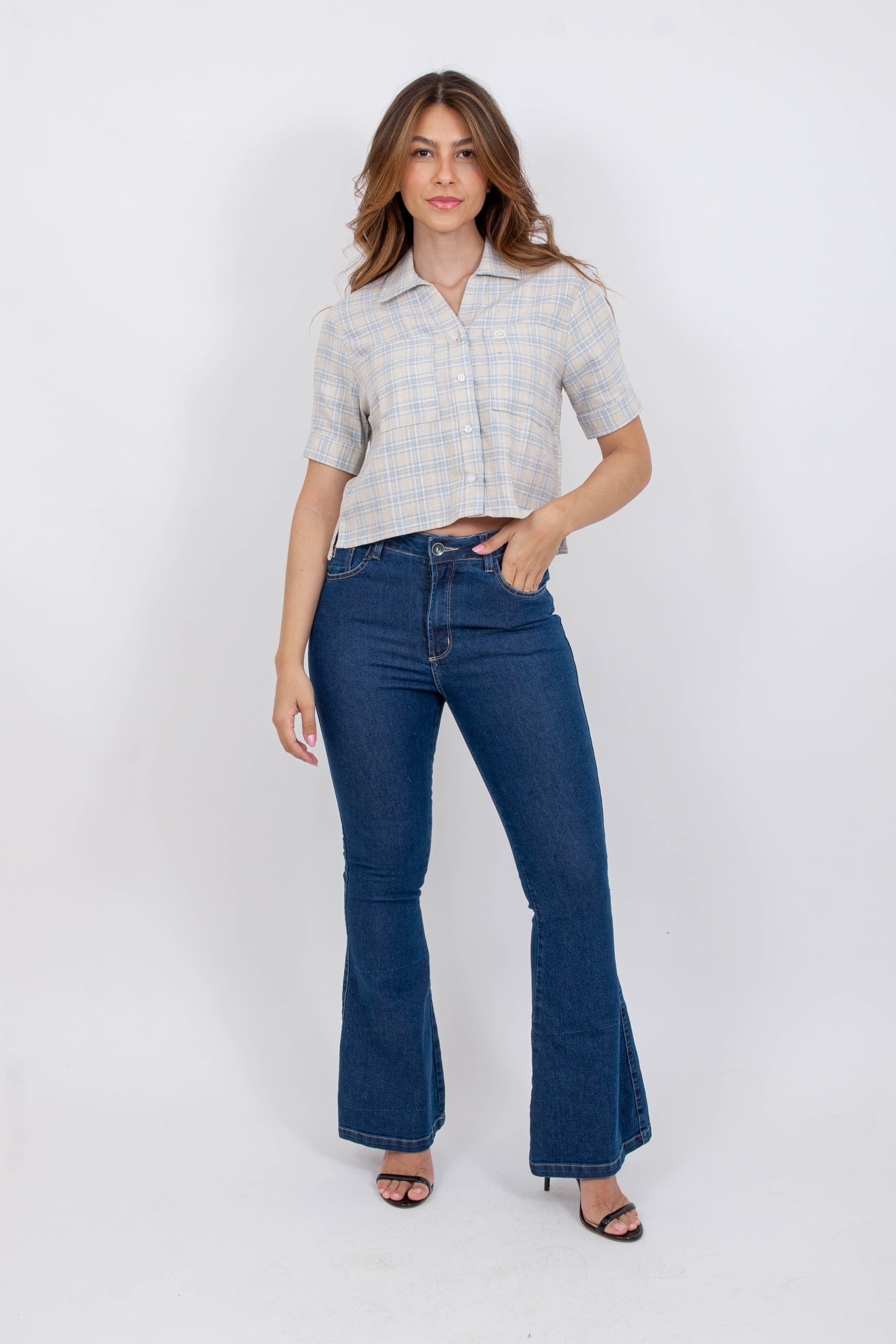 CAMISA OVERSIZED SARJA BORDADA 12285C