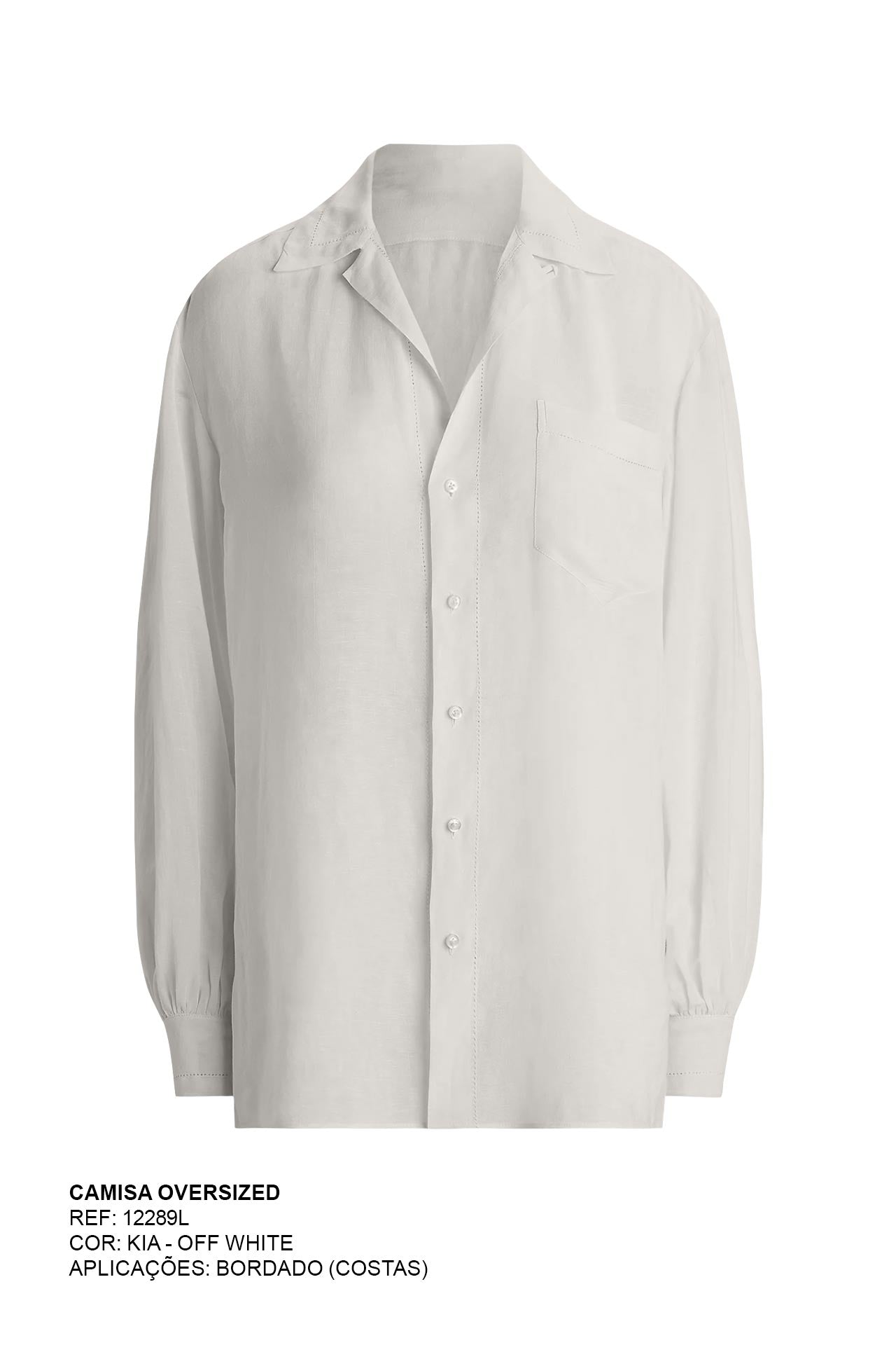 CAMISA OVERSIZED VISCOSE BORDADA 12289L