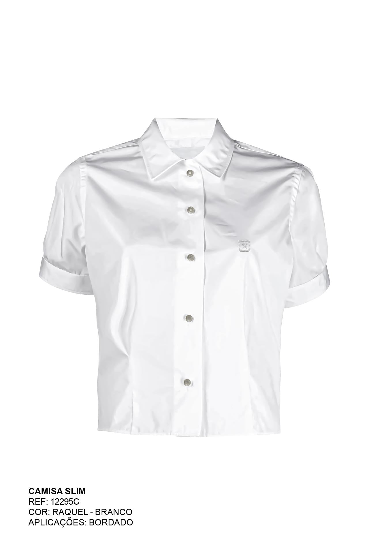 CAMISA SLIM VISCOSE BORDADA 12295C
