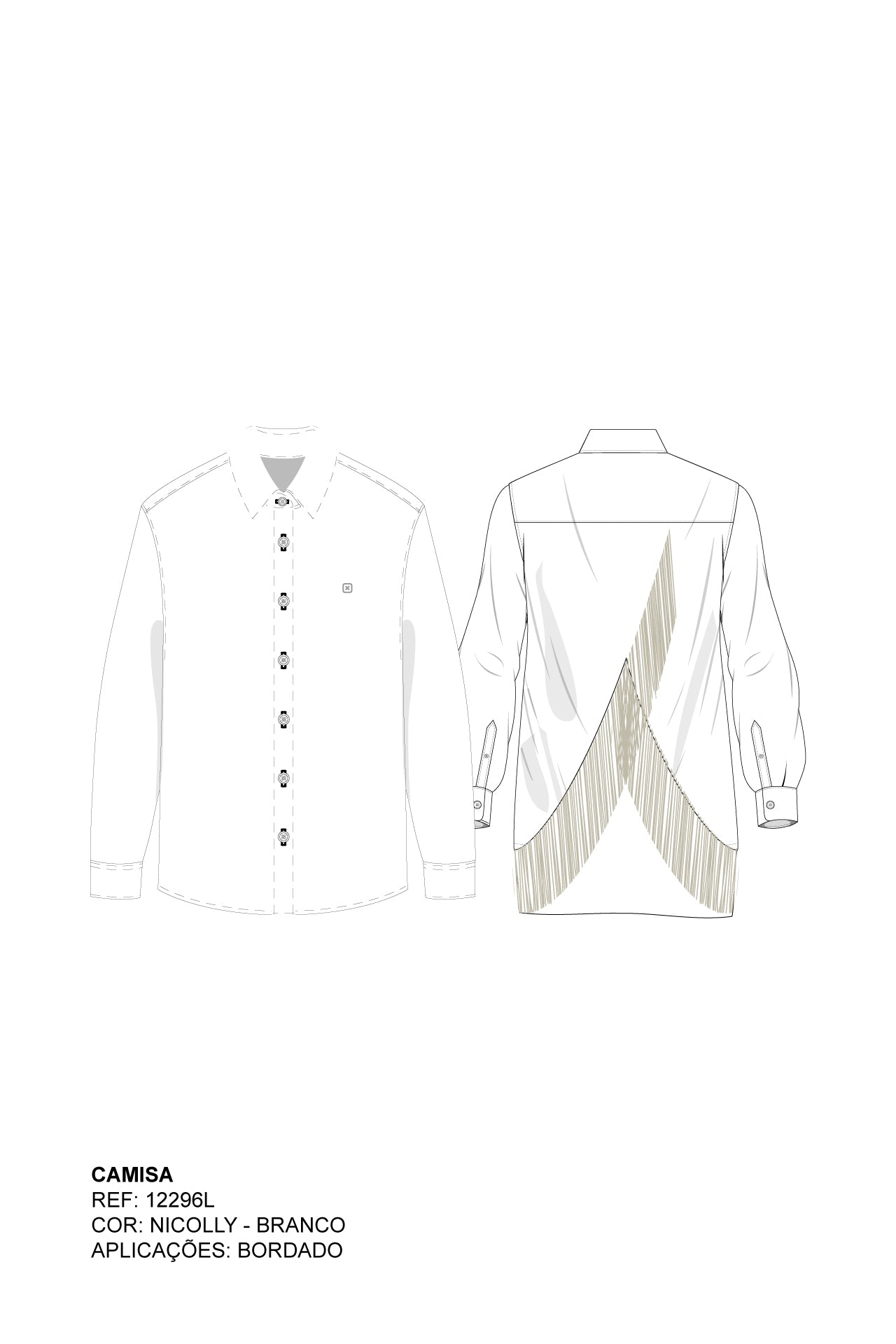 CAMISA OVER COM FRANJAS VISCOSE BORDADA 12296L
