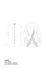 CAMISA OVER COM FRANJAS VISCOSE BORDADA 12296L