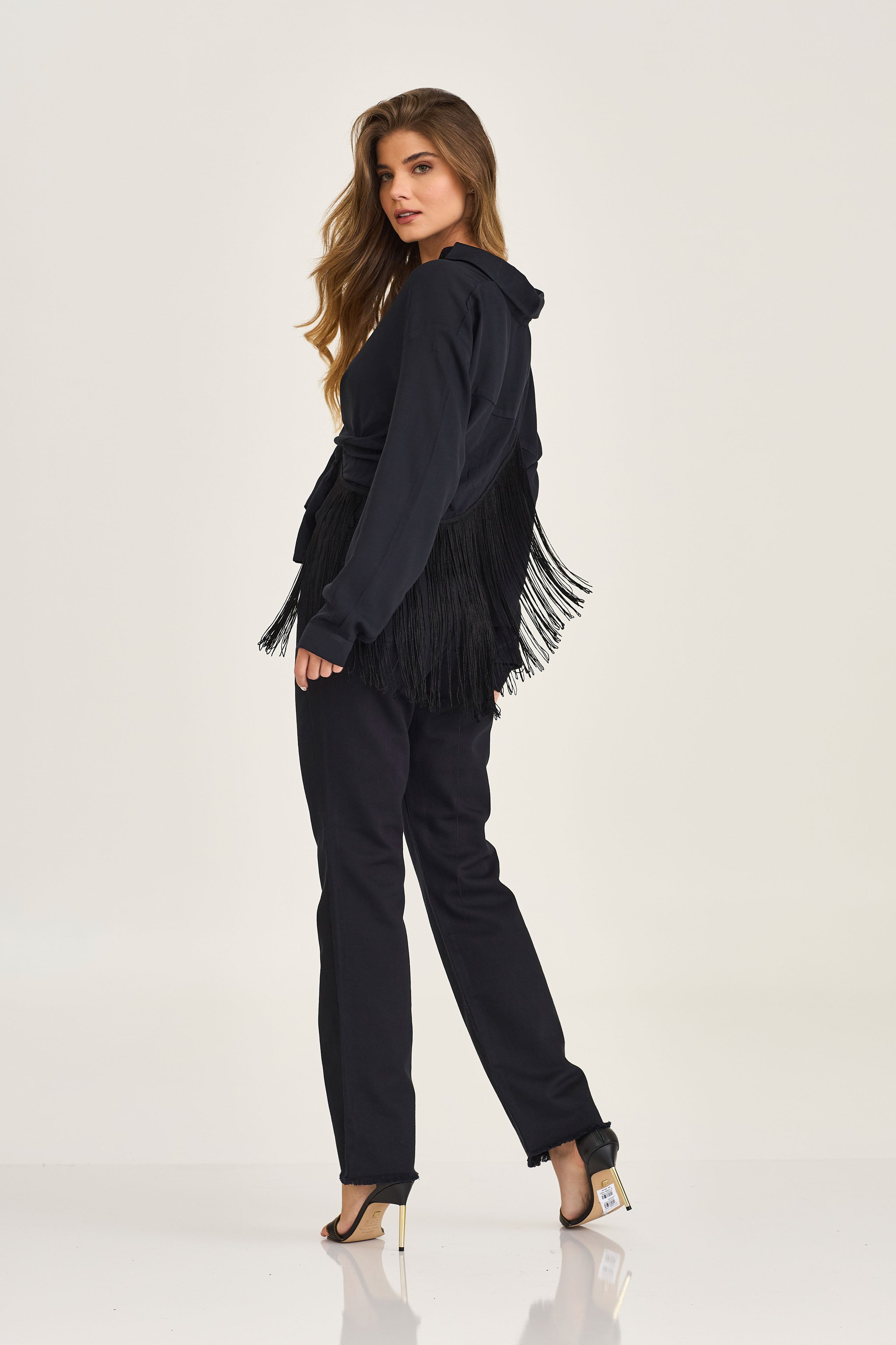 CAMISA OVER COM FRANJAS VISCOSE BORDADA 12296L