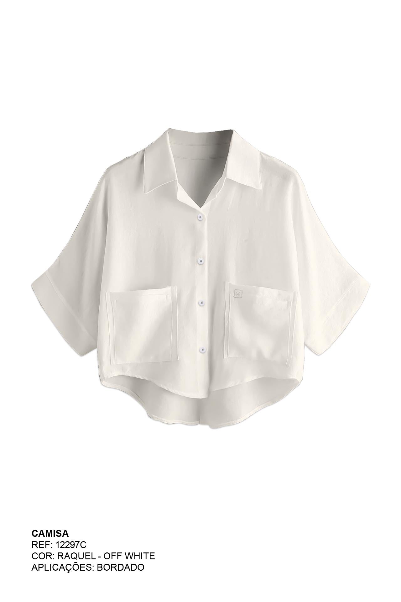 CAMISA OVERSIZED VISCOSE BORDADA 12297C