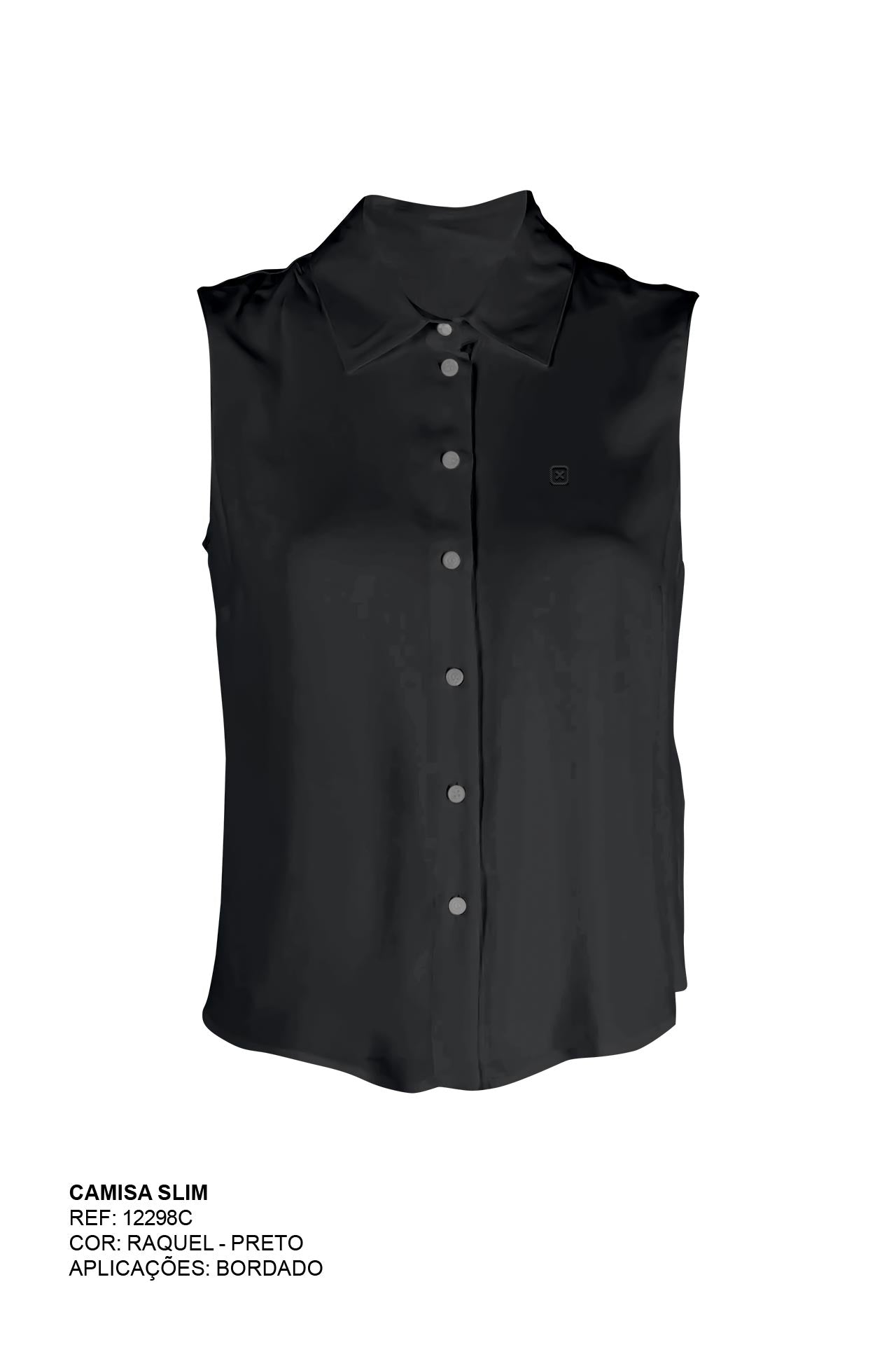 CAMISA SLIM VISCOSE BORDADA 12298C