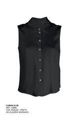 CAMISA SLIM VISCOSE BORDADA 12298C