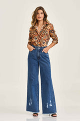 CAMISA REGULAR TAFETA BORDADA 12305L