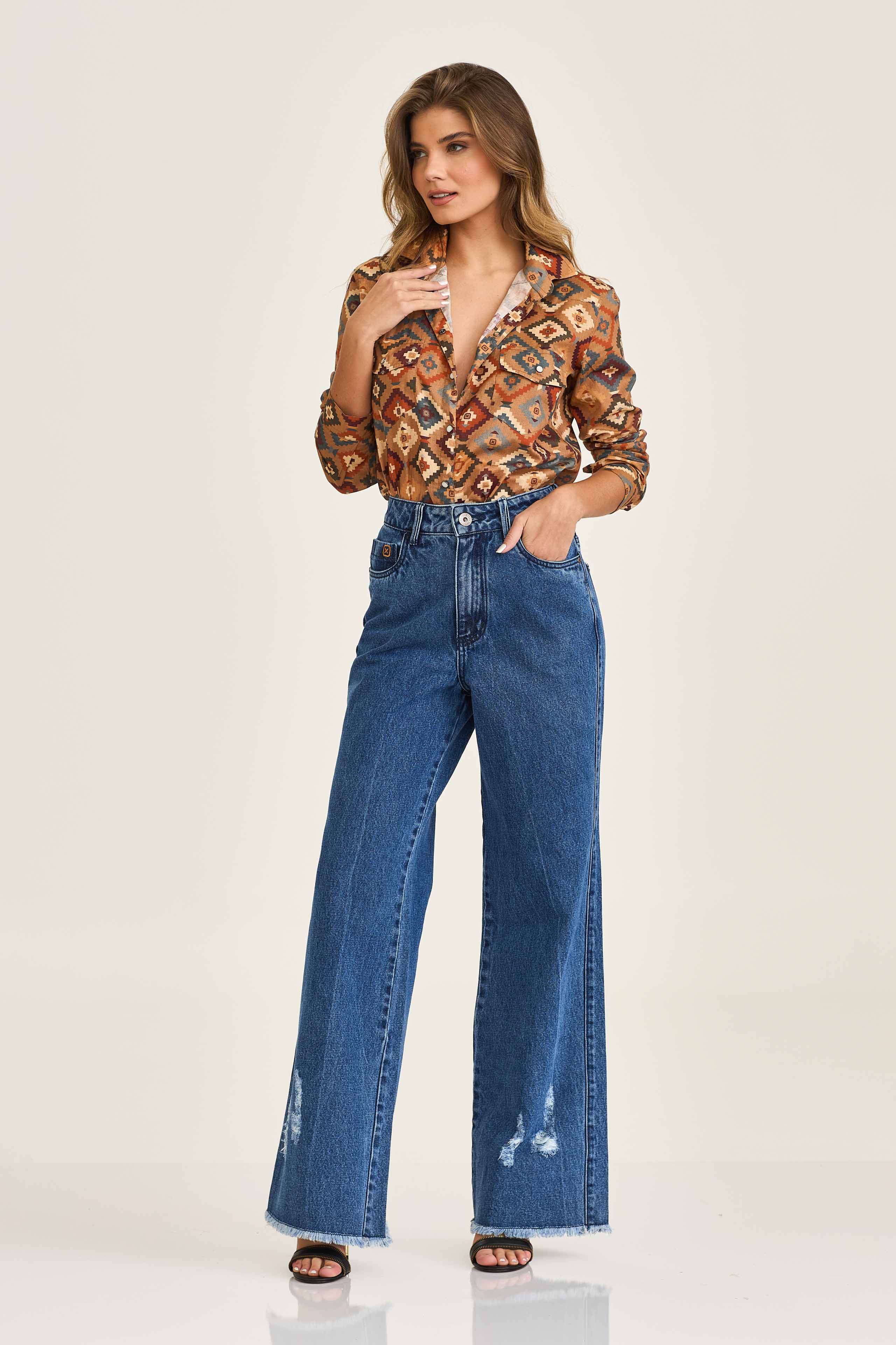 CAMISA REGULAR TAFETA BORDADA 12305L