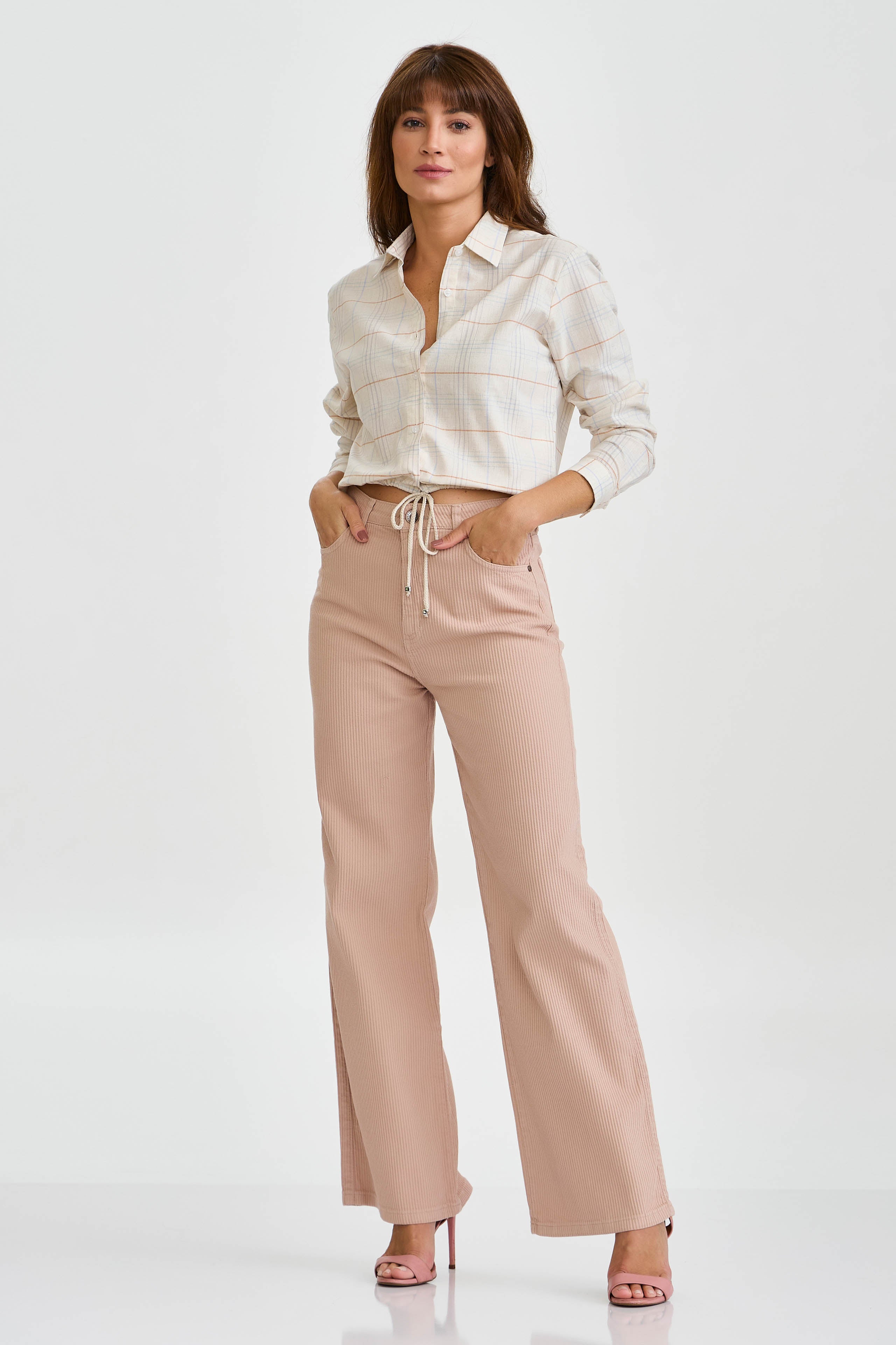 CAMISA CROPPED LINHO BORDADA 12316L