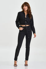 CAMISA CROPPED TAFETA PLAQUINHA 12317L