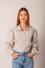 CAMISA MANGA BUFANTE TRICOLINE BORDADO 12344L