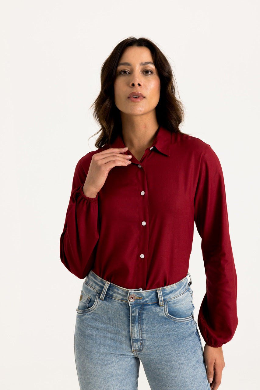 CAMISA MANGA BUFANTE SARJA BORDADO 12352L