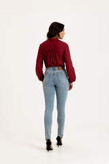 CAMISA MANGA BUFANTE SARJA BORDADO 12352L