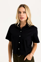 CAMISA CURTA CROPPED FLAME BORDADA 12377C