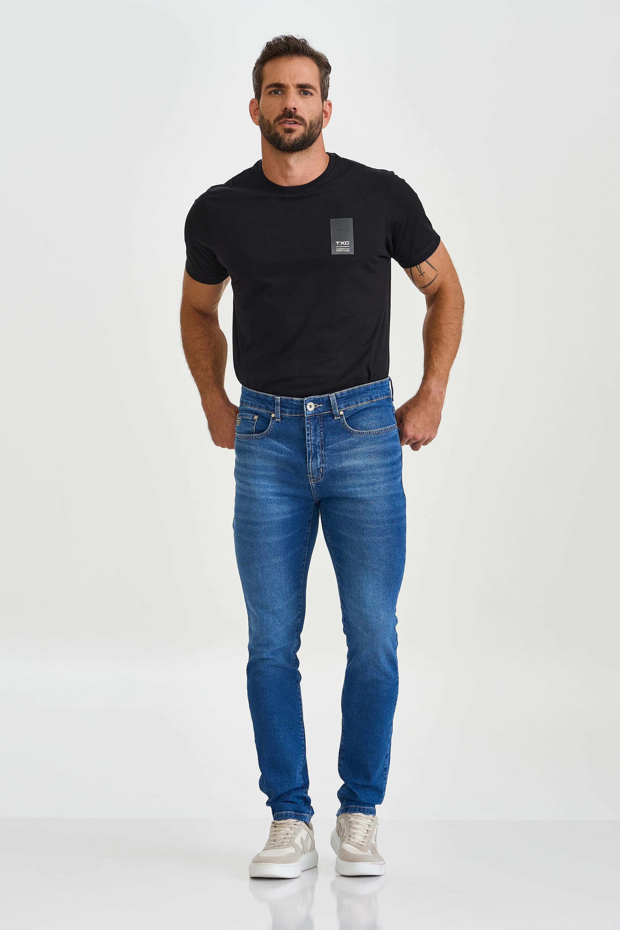 CALCA JEANS SLIM STRETCH BORDADA 18287