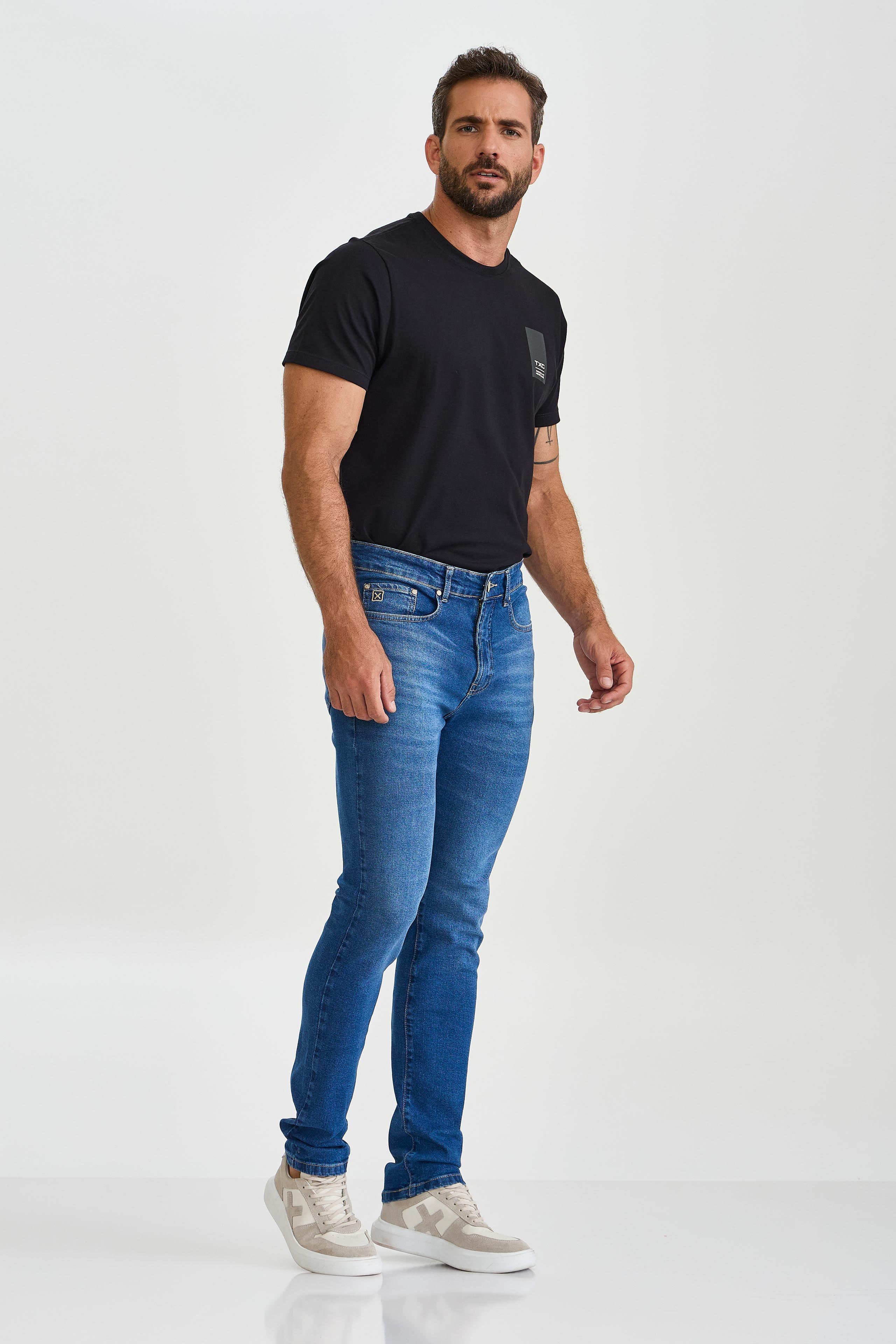CALCA JEANS SLIM STRETCH BORDADA 18287