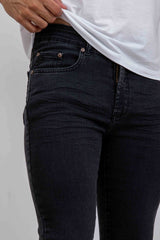 CALCA JEANS SLIM STRETCH BLACK BORDADA 18290