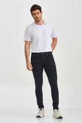 CALCA JEANS SLIM STRETCH BLACK BORDADA 18290