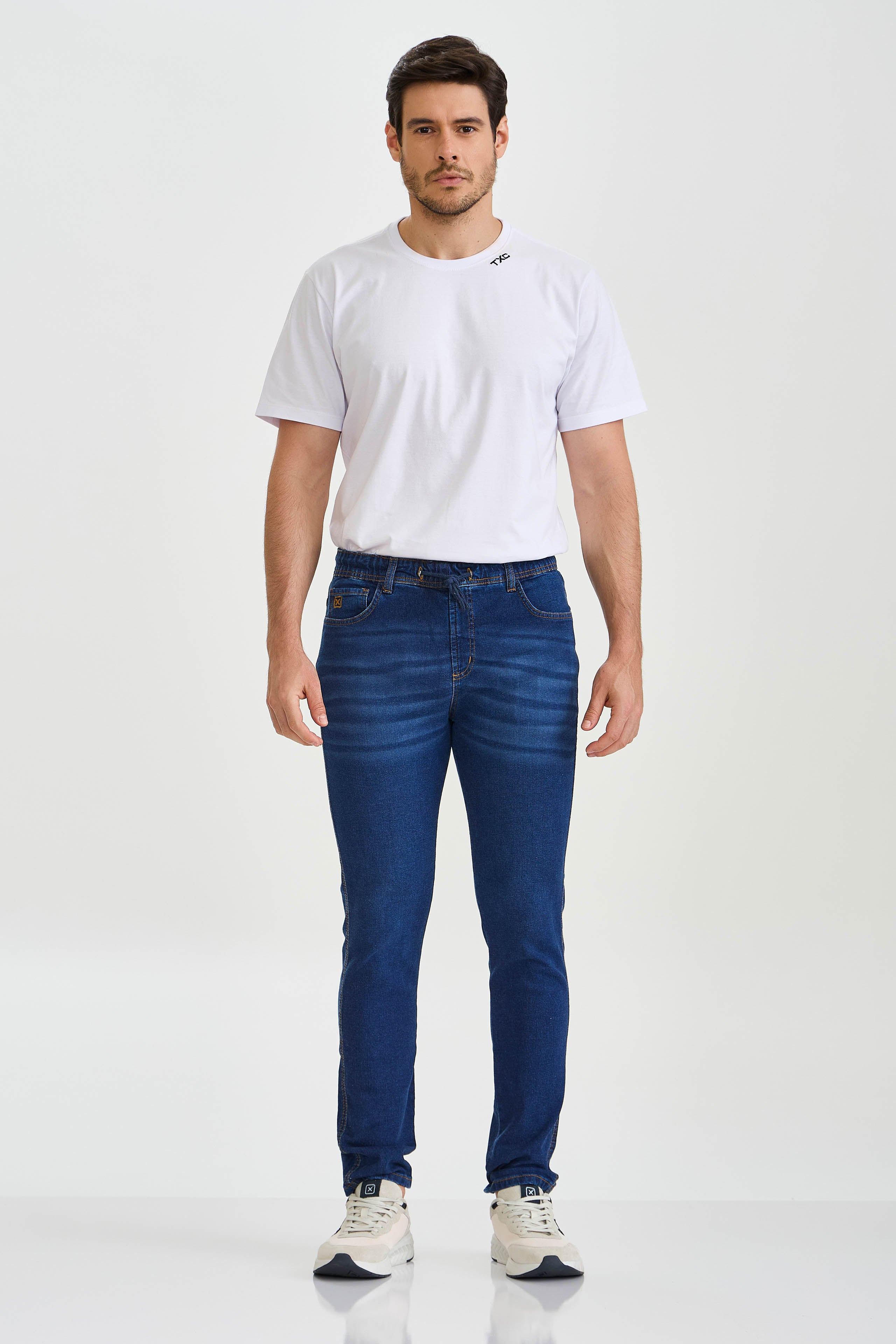 CALCA JEANS JOGGER STRETCH BORDADA 18294