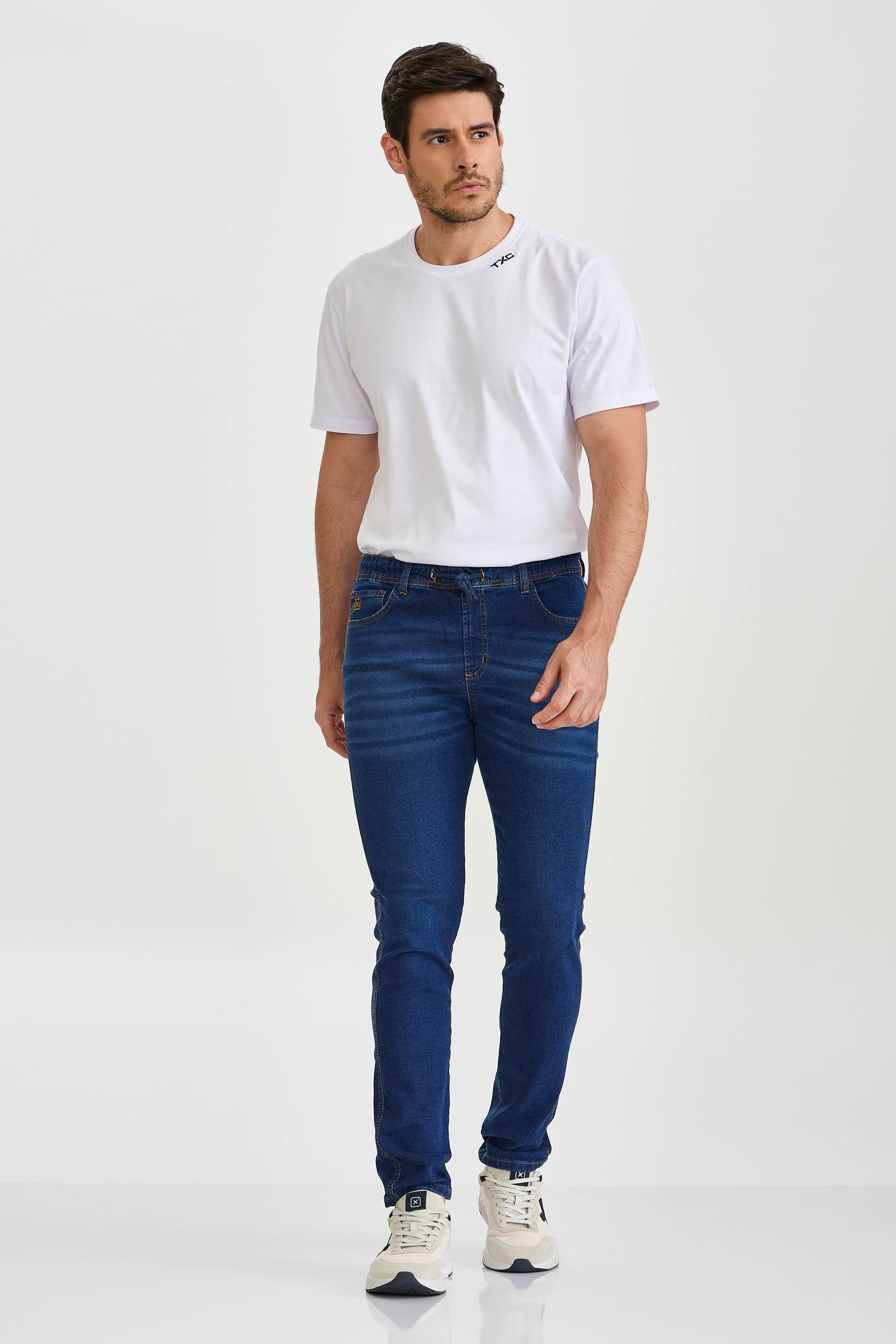 CALCA JEANS JOGGER STRETCH BORDADA 18294