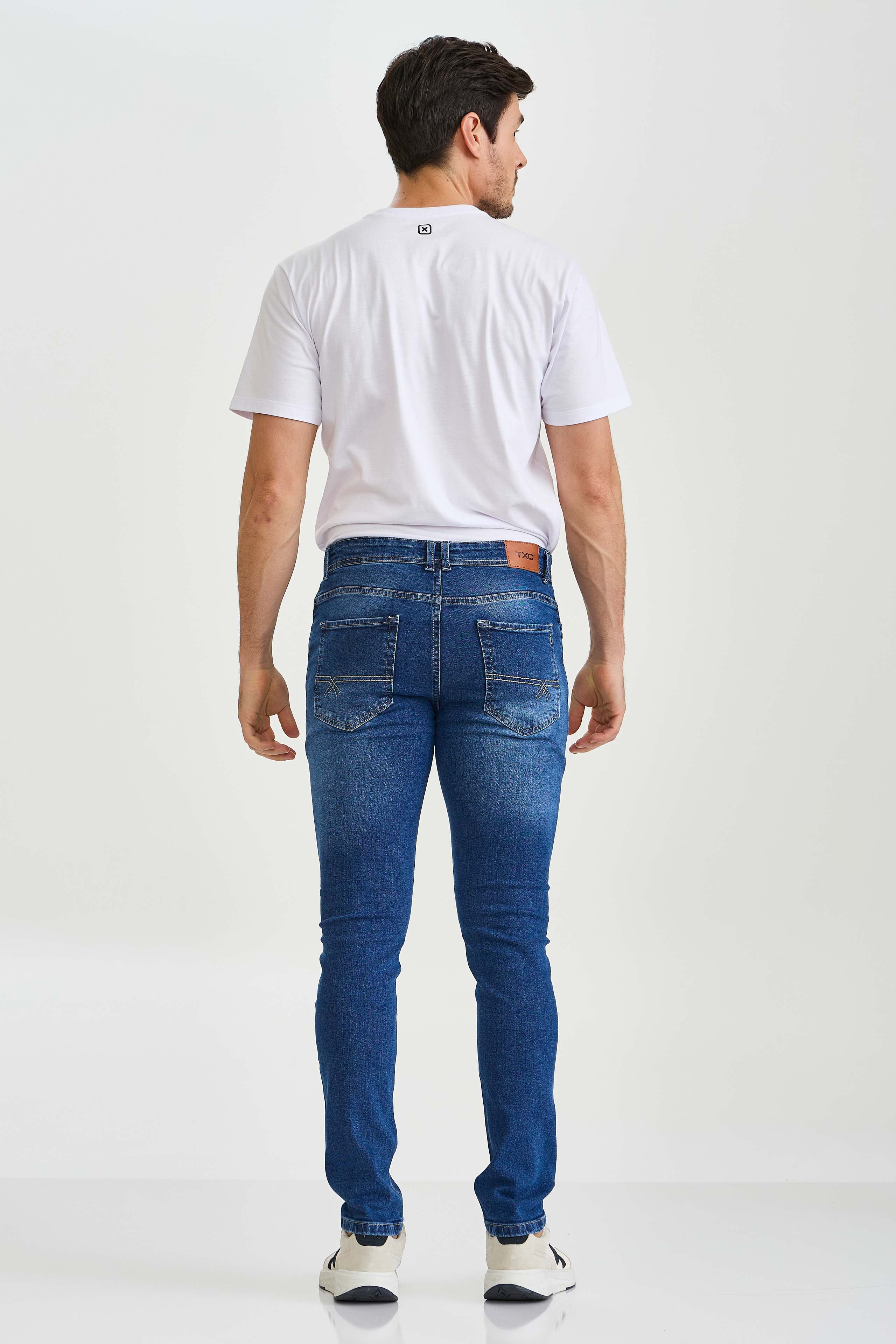 CALCA JEANS SLIM STRETCH BORDADA 18299