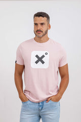 Camiseta Masculina Rosa Logo Branco E Preto Custom X - 191155