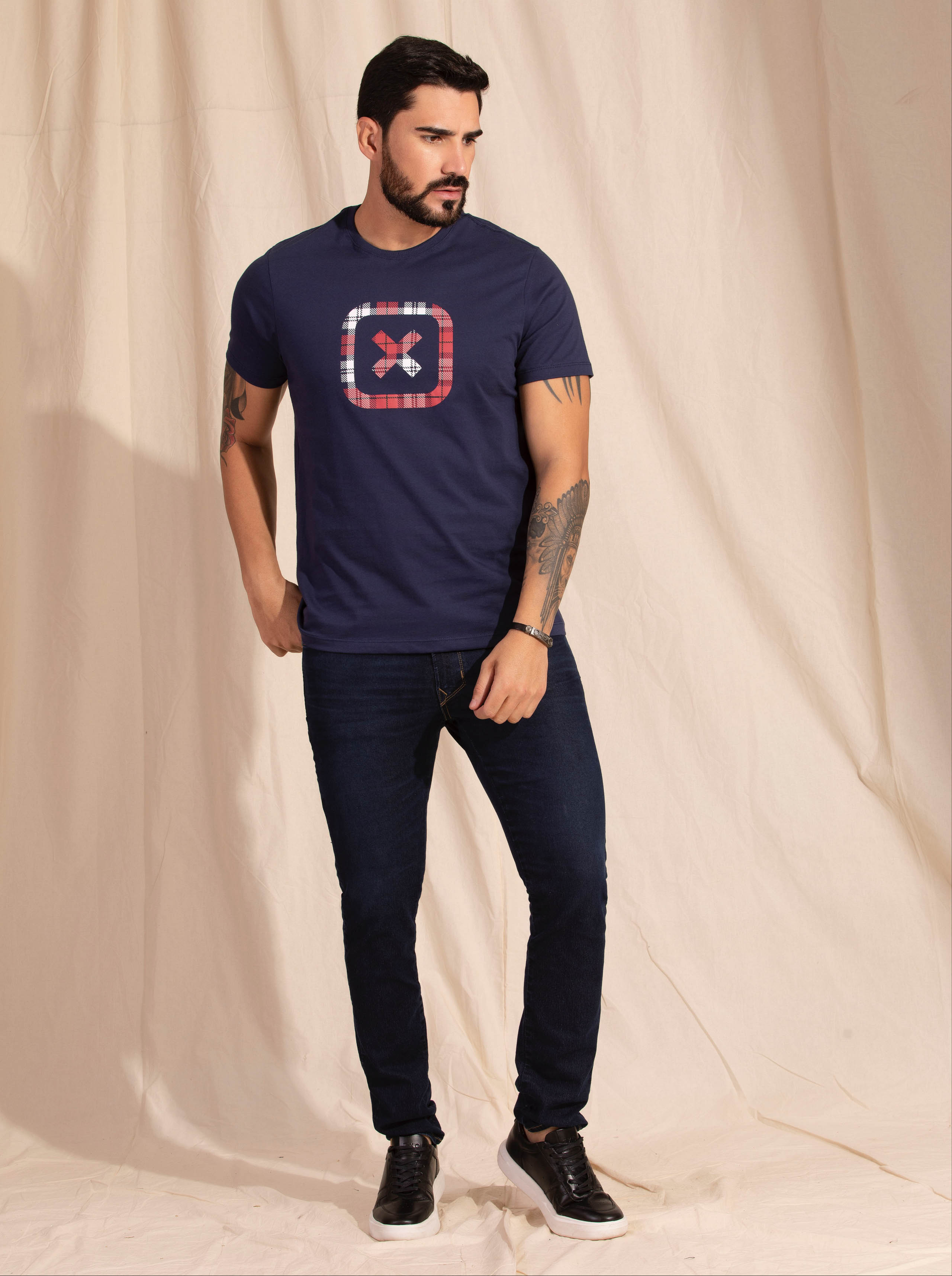 Camiseta masculina Logo TXC em xadrez | 191809