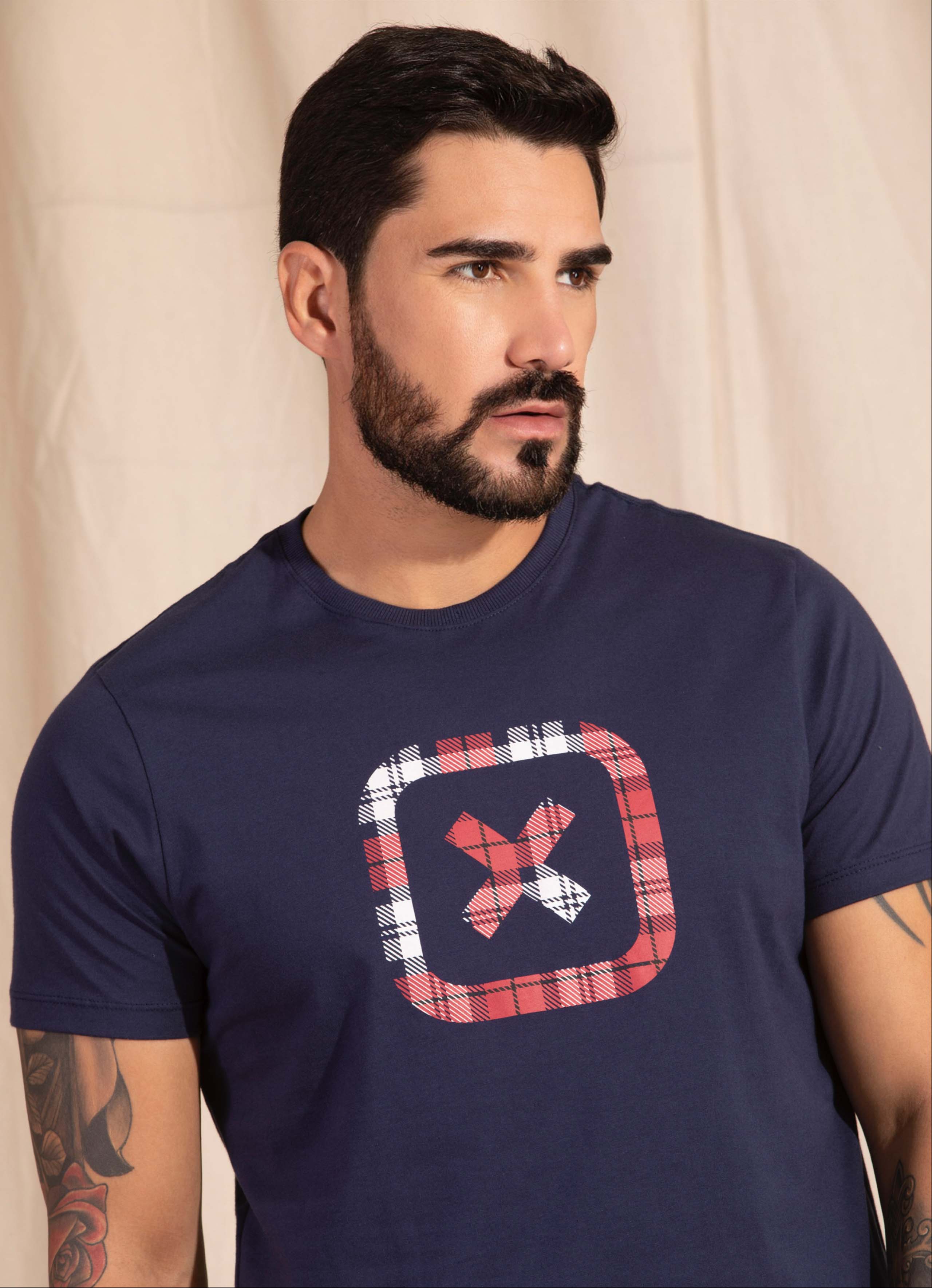 Camiseta masculina Logo TXC em xadrez | 191809