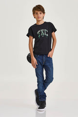 CAMISETA REGULAR MEIA MALHA PENTEADA ESTAMPADA 192295i INFANTIL