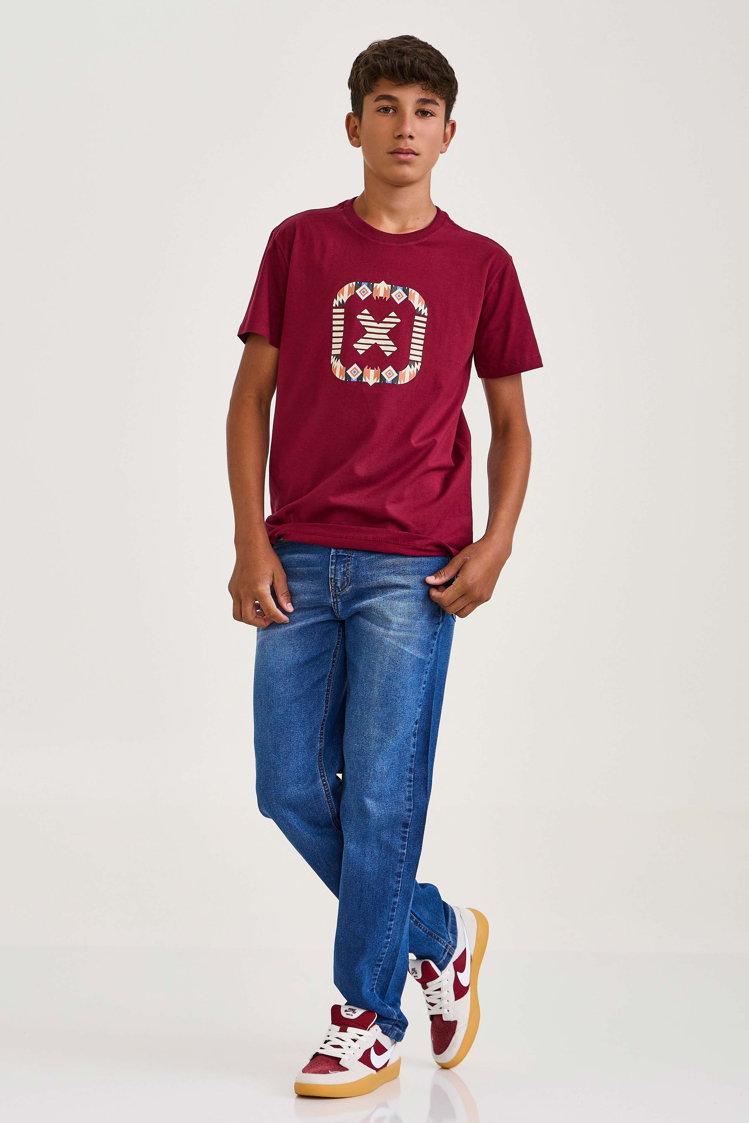 CAMISETA REGULAR MEIA MALHA PENTEADA ESTAMPADA 192334i INFANTIL