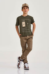 CAMISETA REGULAR MEIA MALHA PENTEADA ESTAMPADA 192347i INFANTIL