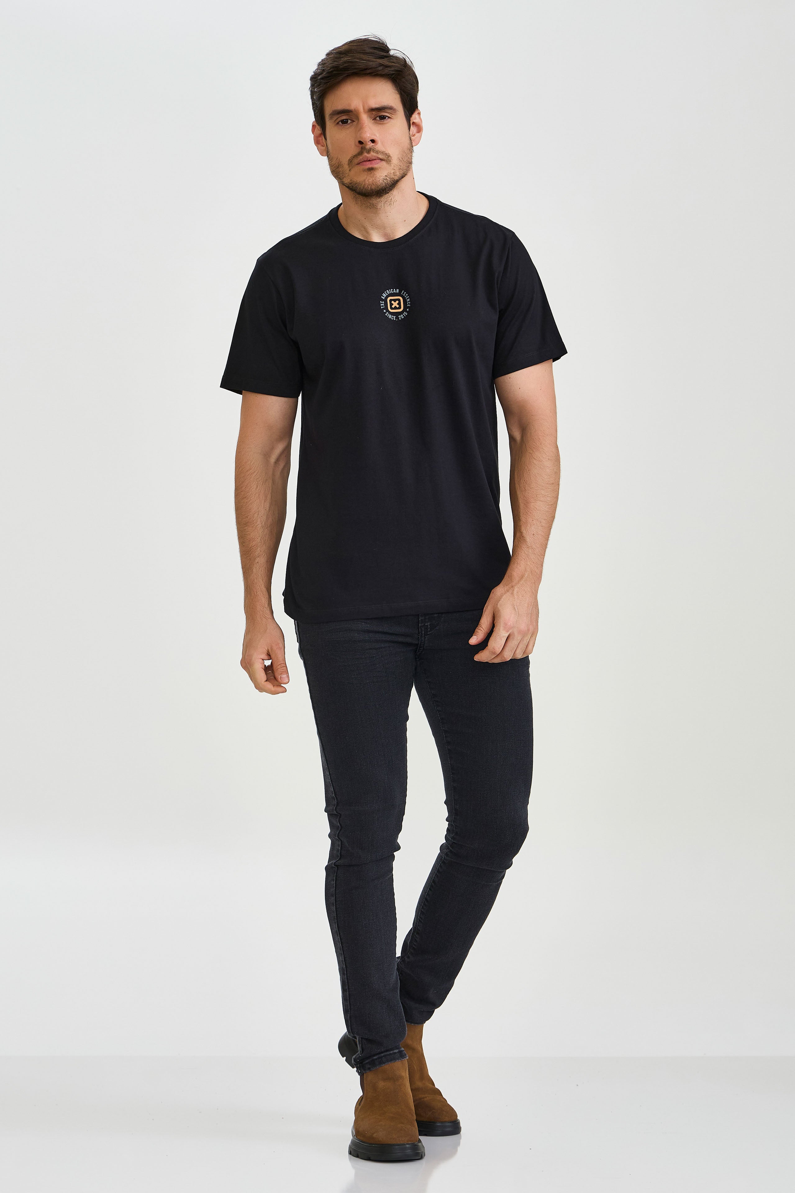 CAMISETA REGULAR MEIA MALHA PENTEADA ESTAMPADA 192408