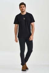 CAMISETA REGULAR MEIA MALHA PENTEADA ESTAMPADA 192408