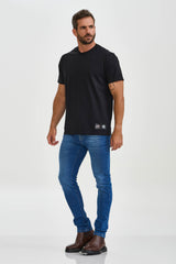 CAMISETA REGULAR MEIA MALHA PENTEADA BORDADA 192424