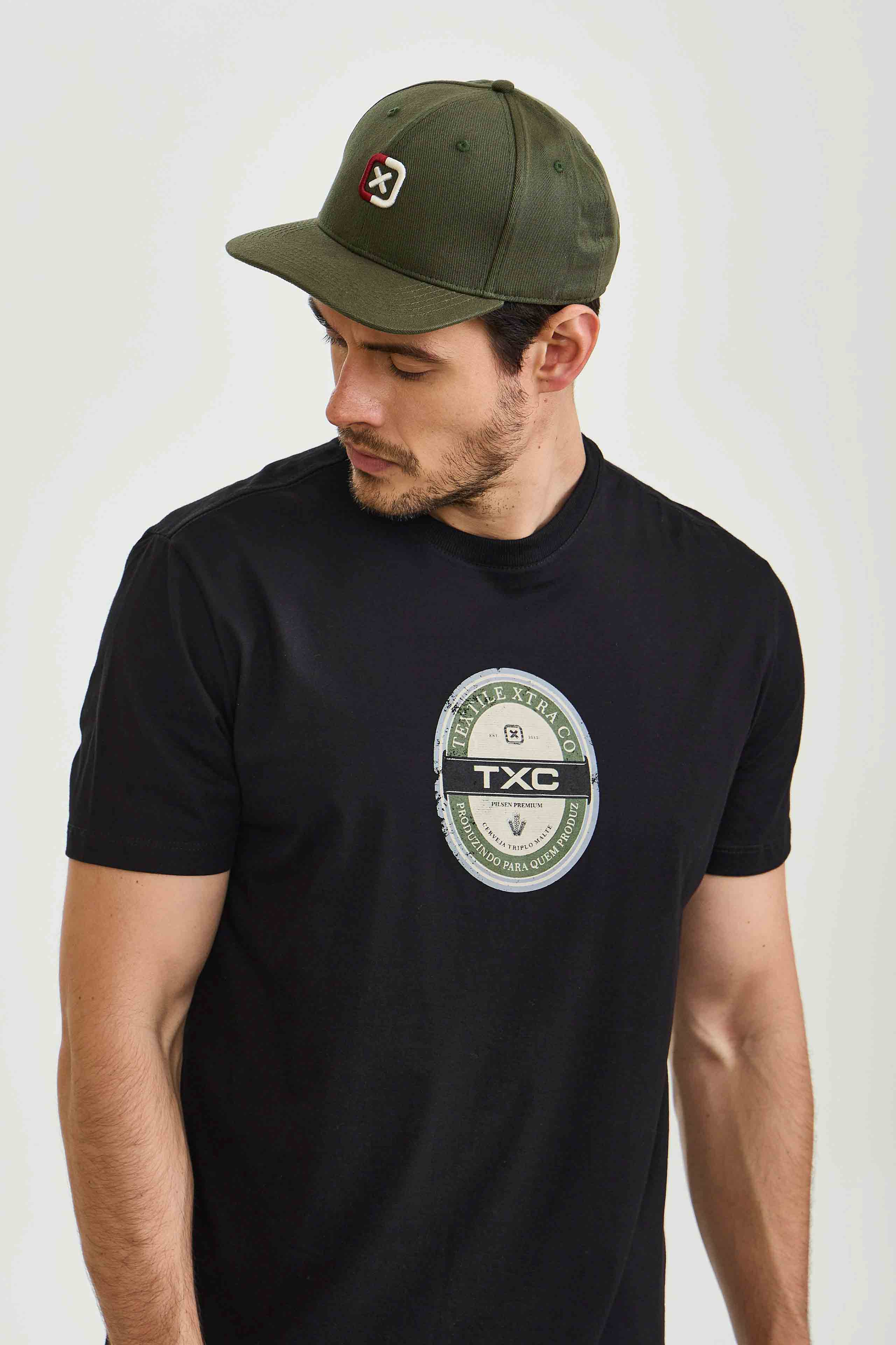 CAMISETA REGULAR MEIA MALHA PENTEADA ESTAMPADA 192426