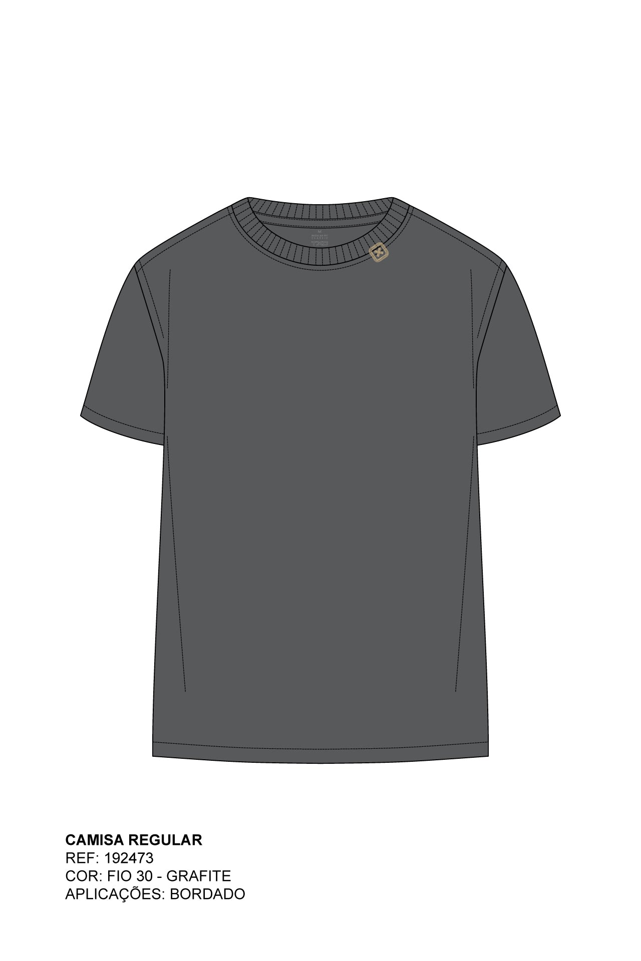 CAMISETA REGULAR MEIA MALHA PENTEADA BORDADA 192473