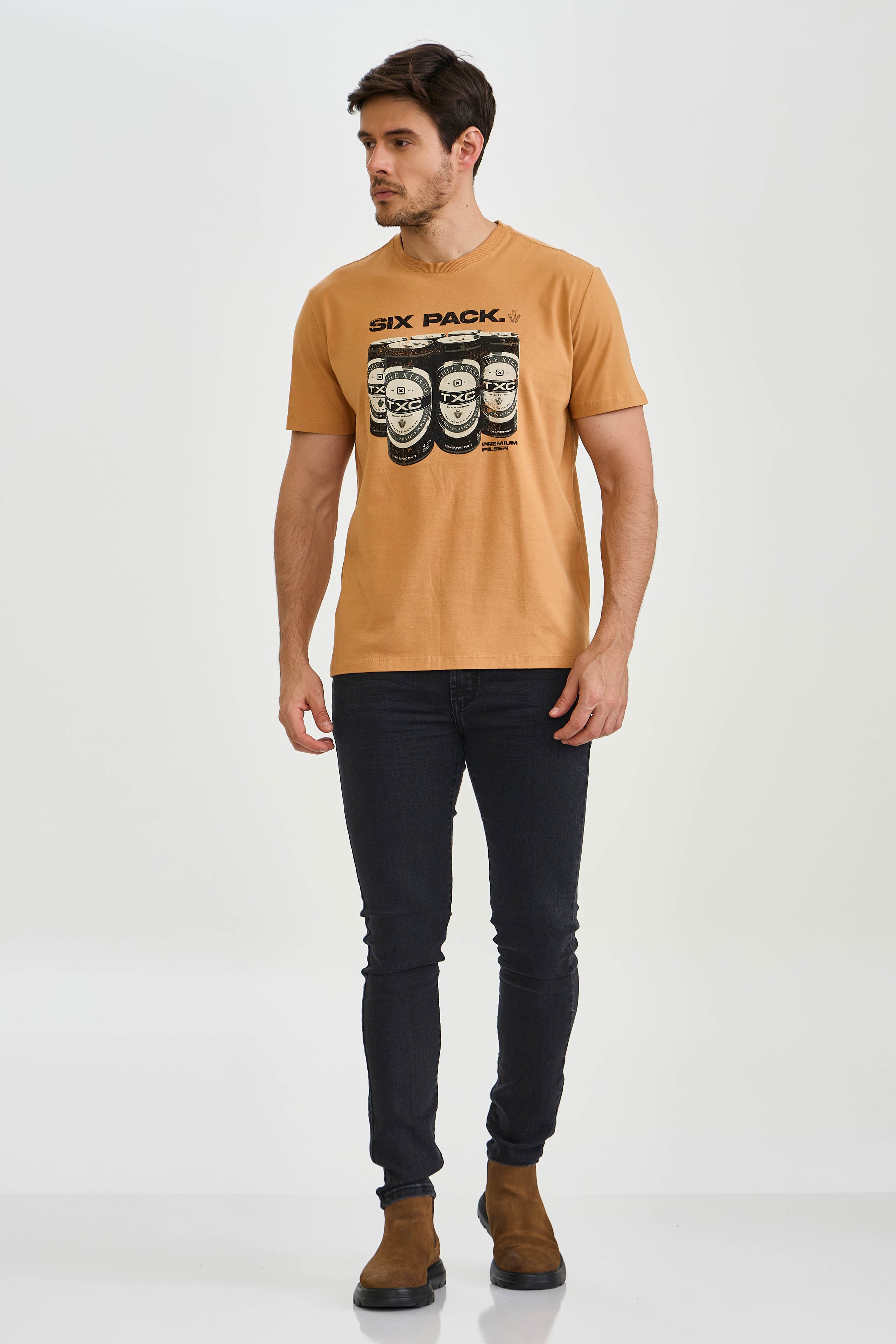 CAMISETA REGULAR MEIA MALHA PENTEADA ESTAMPADA 192485