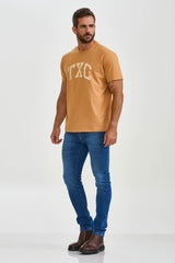 CAMISETA REGULAR MEIA MALHA PENTEADA ESTAMPADA 192487