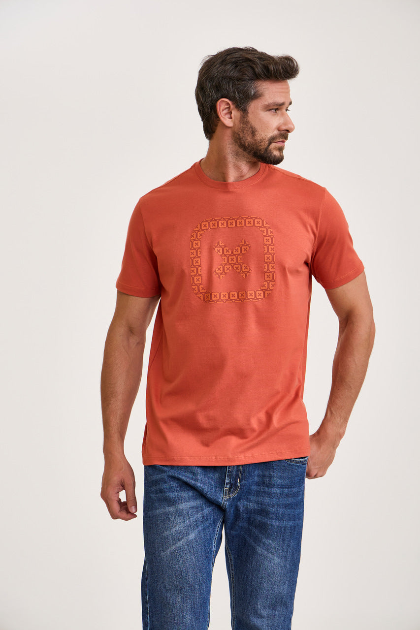 CAMISETA REGULAR MEIA MALHA PENTEADA ESTAMPADA 192754