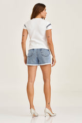 SHORT JEANS MOM STRAS 23367