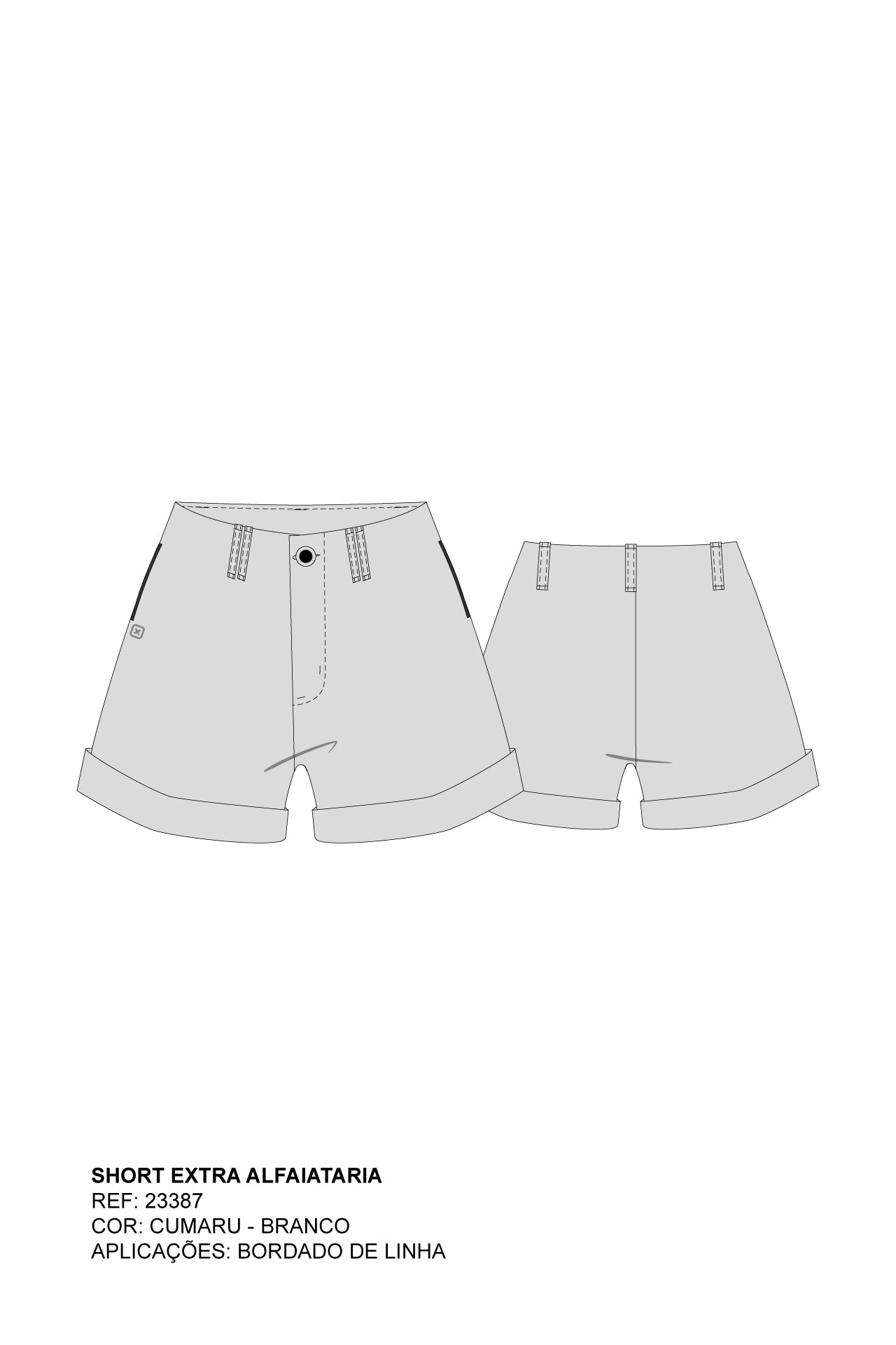 SHORT ALFAIATARIA SARJA BORDADO 23387