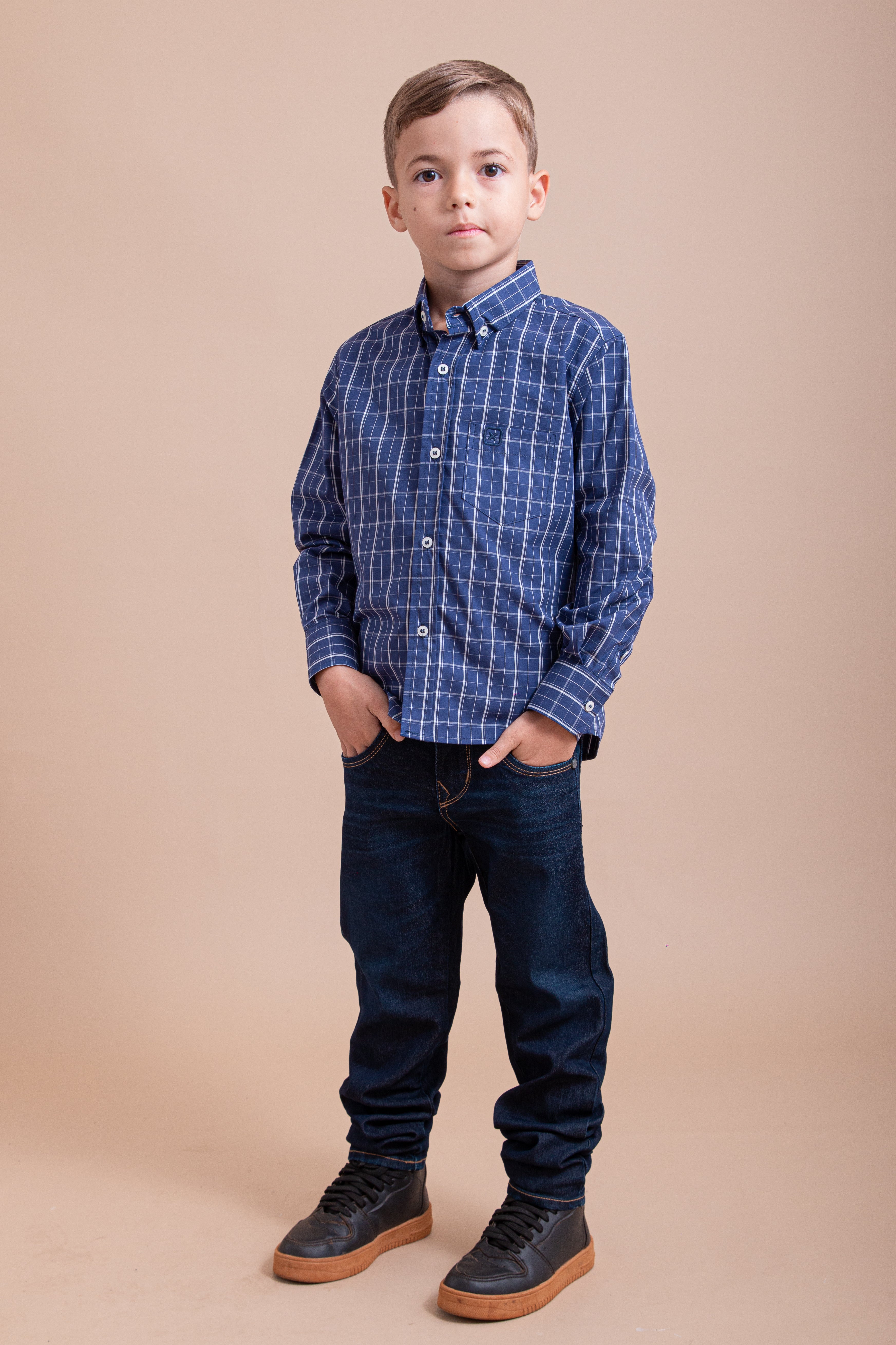 CAMISA CUSTOM ML XADREZ 29101Li INFANTIL