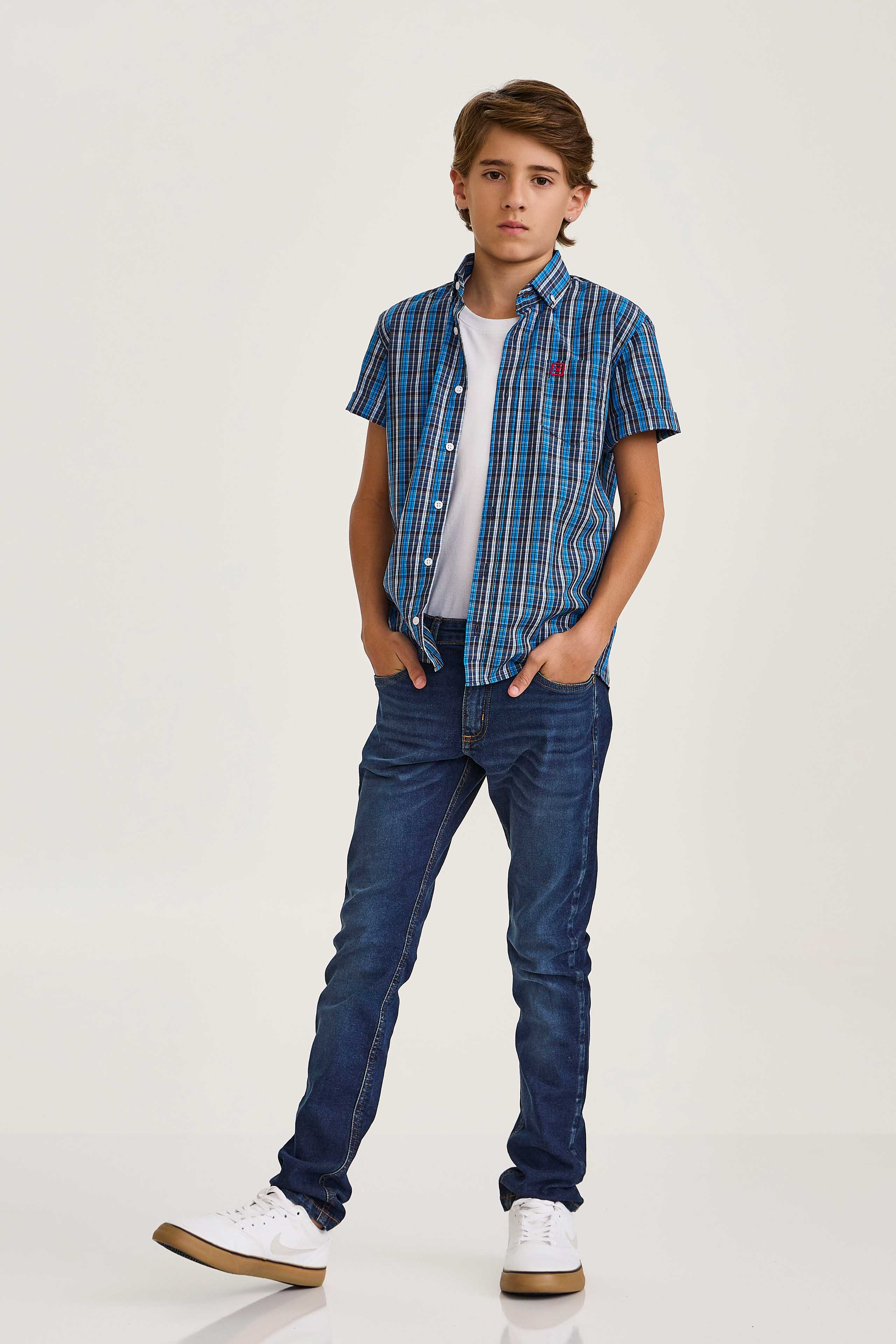 CAMISA REGULAR TRICOLINE BORDADA 29136Ci INFANTIL