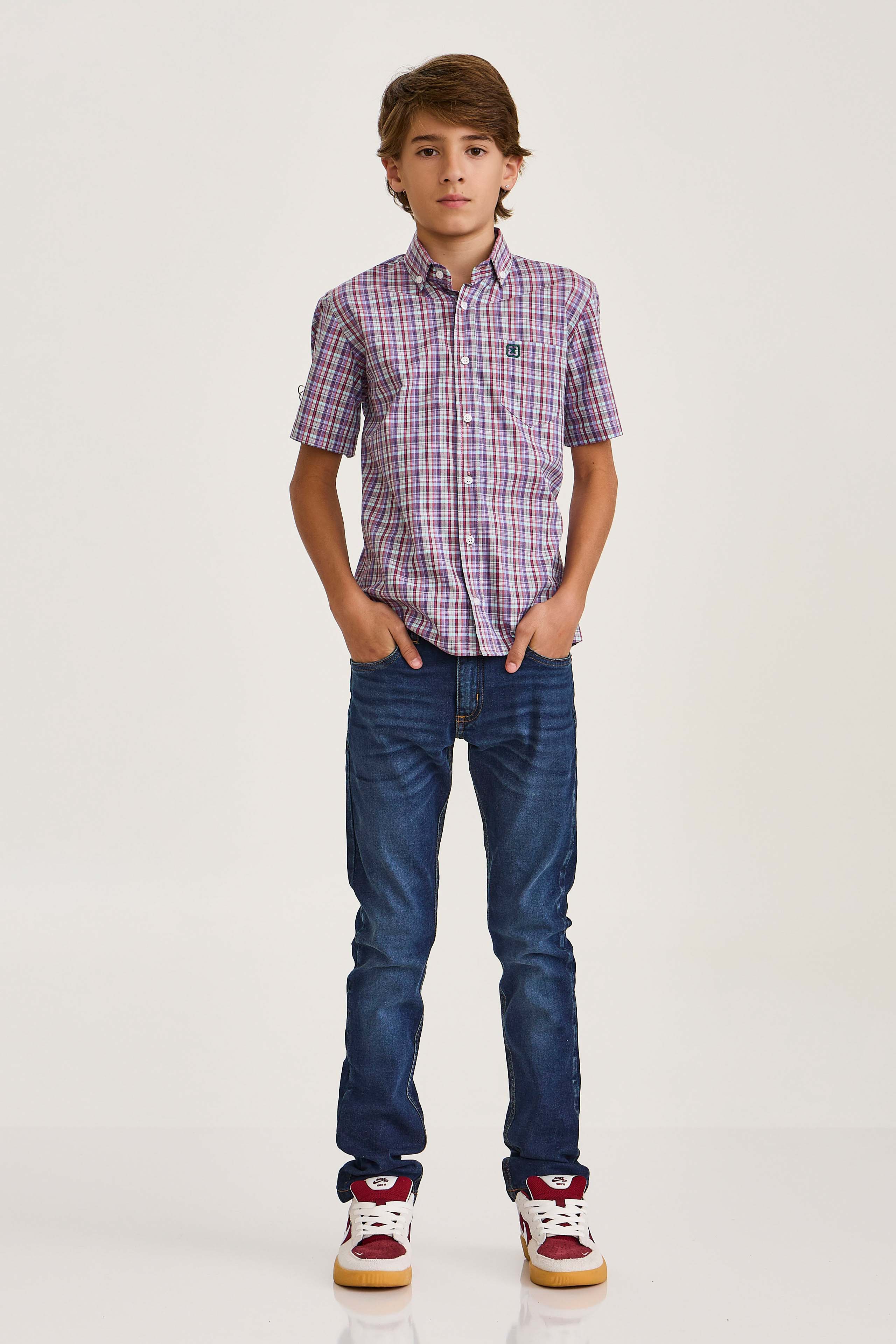 CAMISA REGULAR TRICOLINE BORDADA 29144Ci INFANTIL