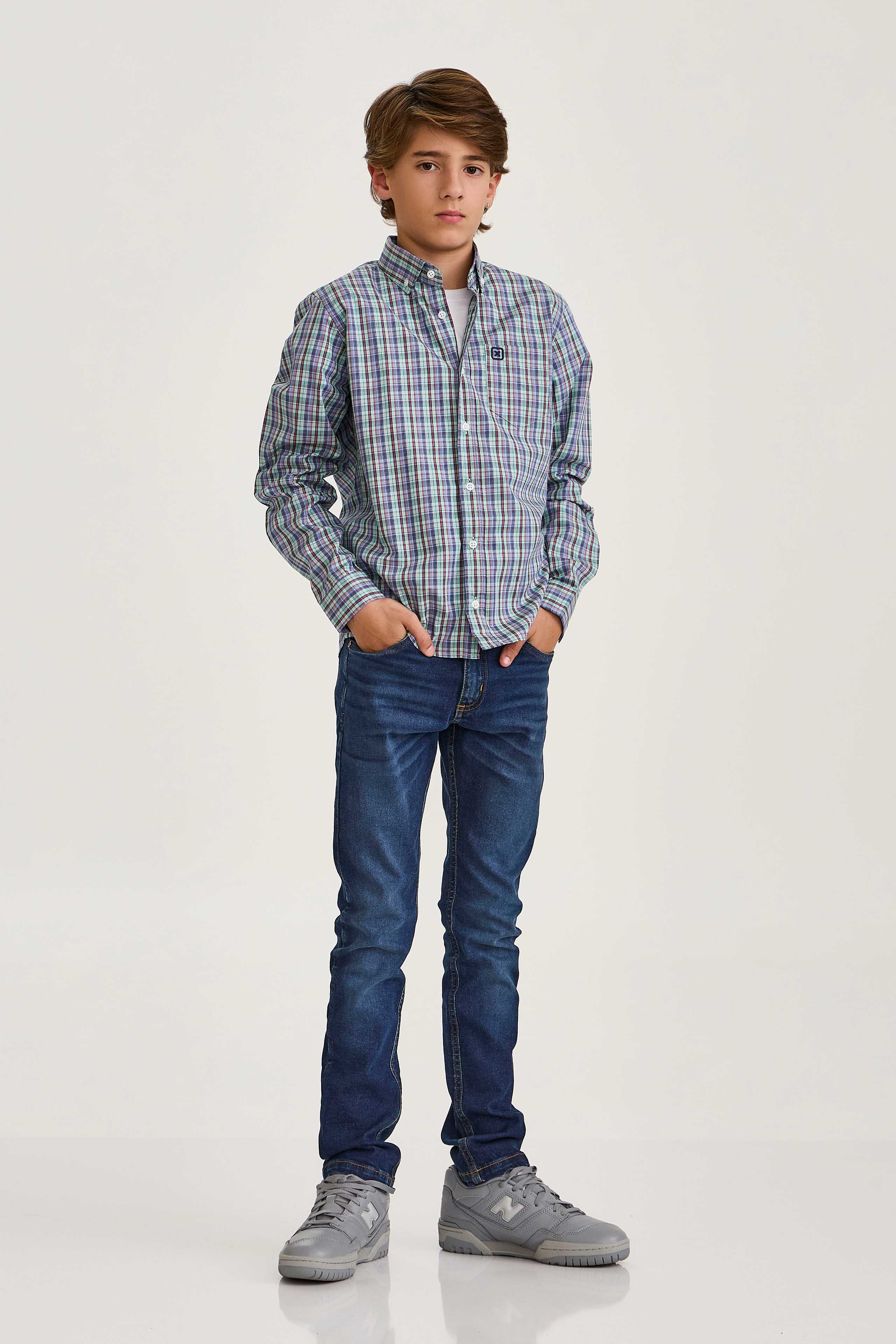 CAMISA REGULAR TRICOLINE BORDADA 29147Li INFANTIL