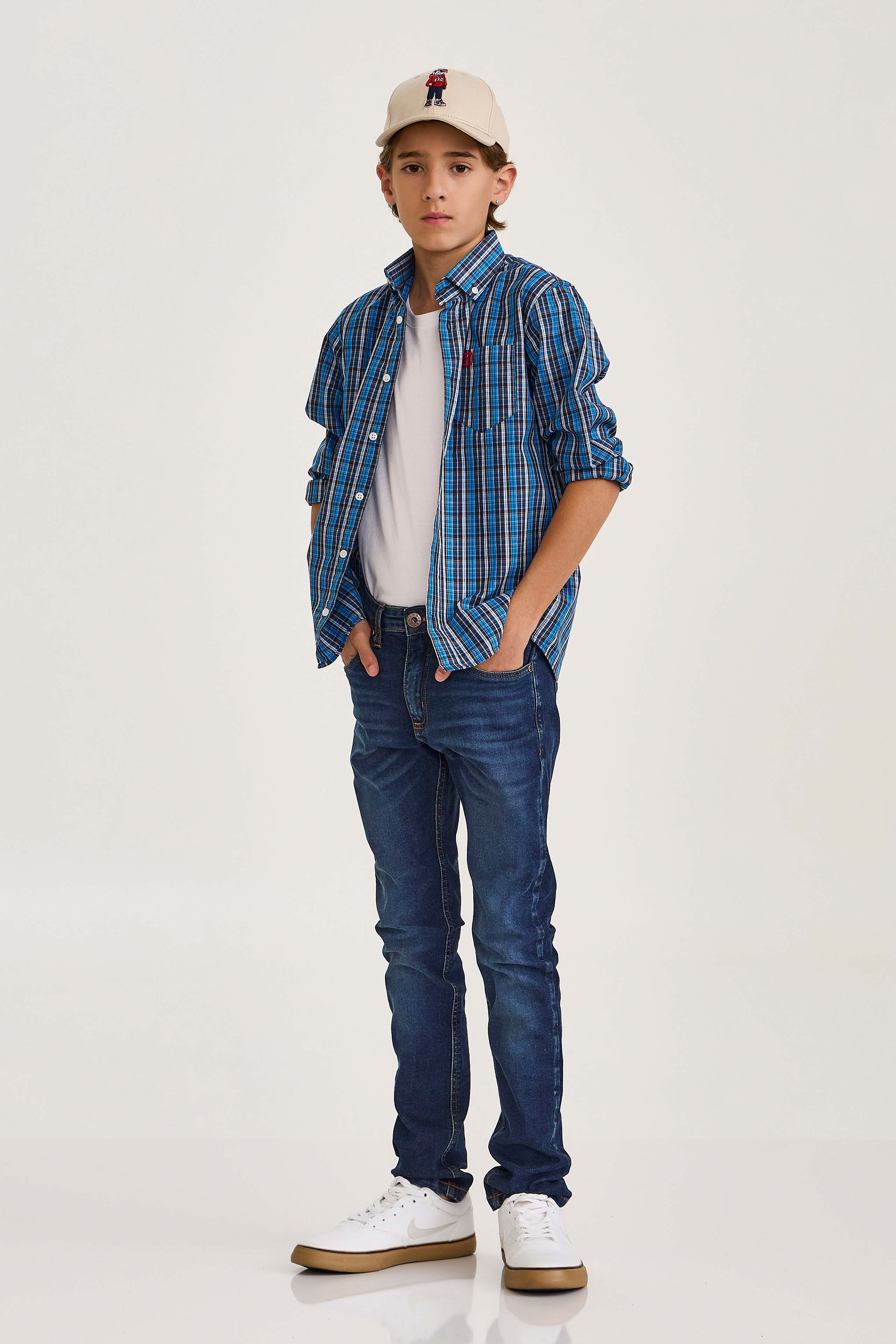 CAMISA REGULAR TRICOLINE BORDADA 29218Li INFANTIL